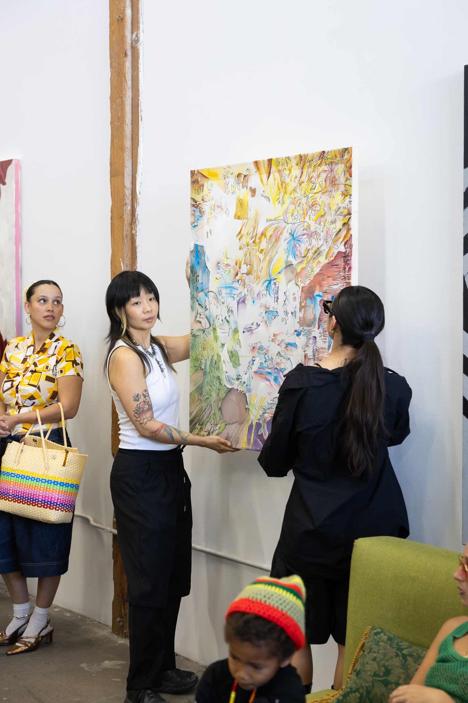 Artist presenting work